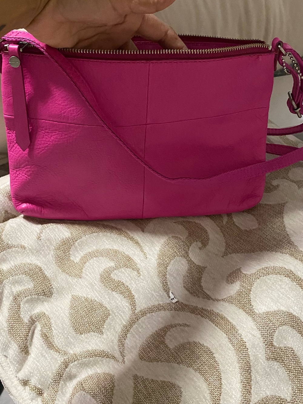 Fossil leather Bright Pink Crossbody Shoulder Bag - Picture 5 of 6